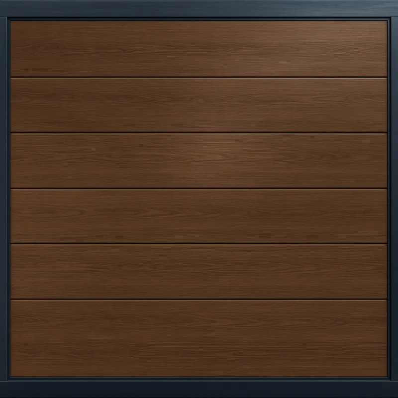 Puerta de Garage de Alta Calidad / Linea Central / Imitacion madera / oscura / 9x9 pies / AISLADA / Estilo Americana.