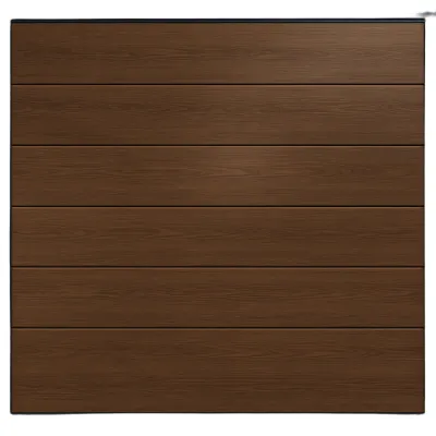 Seccion para puerta de Garage / Lisa / Linea Central / Panel de 18" / Color Cafe Oscuro / 12 pies Ancho / Estilo Americana.