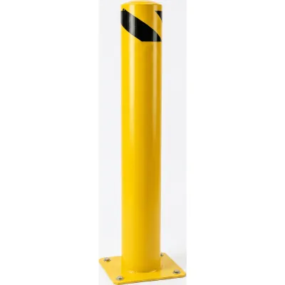 Bolardo Fijo de Acero / Diámetro 114 mm x Altura 910 mm x Pared 2 mm / Base Soldada de 150 x 150 mm / Pintura en Polvo