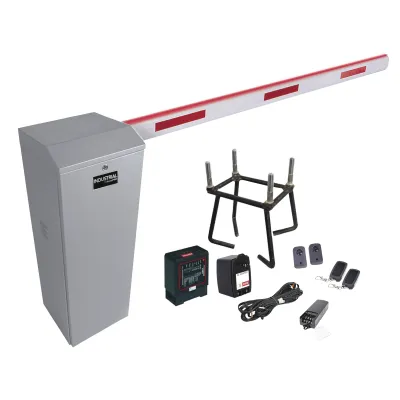 Kit COMPLETO Barrera Derecha XB / Brazo de 5 Metros con Iluminacion LED Rojo-Verde / Incluye Sensor de masa, Transformador, Lazo, Ancla, Fotoceldas 2 Controles Inalámbricos