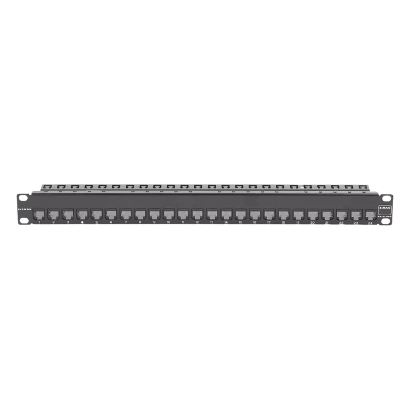 Patch Panel Z-Max de 24 Puertos, Blindado, Precargado con Jacks Categoría 6A, Plano, 1UR
