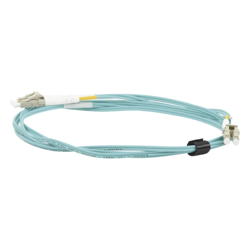 Jumper de Fibra Óptica Multimodo 50/125 XGLO OM3, LC-LC Duplex, OFNR, Color Aqua, 2 Metros (6.56 Pies)