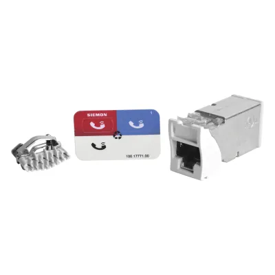 Jack Z-Max Cat6A, Blindado, Montaje Híbrido en Placa de Pared (Plano y Angulado), Color Blanco