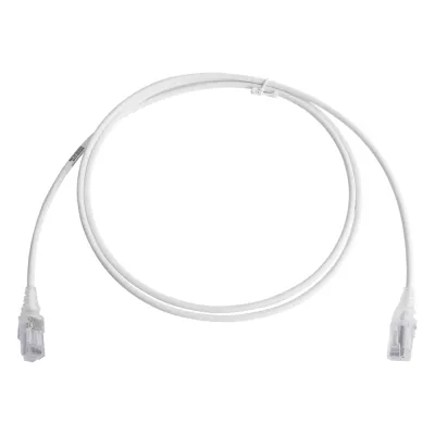 Patch Cord MC6 Modular Cat6 UTP, CM/LS0H, 1.52 Metros (5 Pies), Color Blanco, Diámetro Reducido (28AWG), Versión Bulk (Sin Empaque Individual)