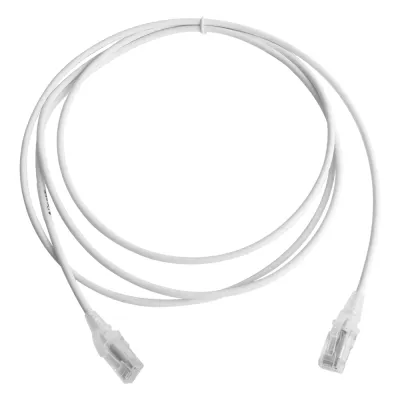 Patch Cord MC6 Modular Cat6 UTP, CM/LS0H, 2.13 Metros (7 Pies), Color Blanco, Diámetro Reducido (28AWG), Versión Bulk (Sin Empaque Individual)