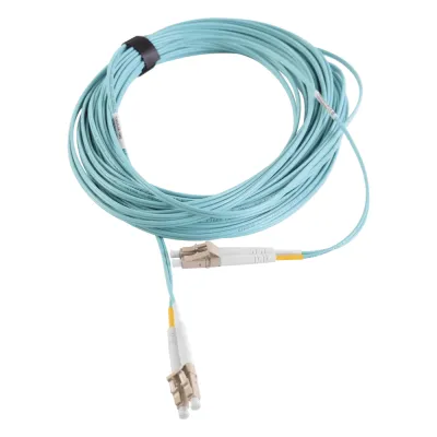 Jumper de Fibra Óptica Multimodo 50/125 XGLO OM3, LC-LC Duplex, OFNR, Color Aqua, 15 Metros (49.21 Pies)