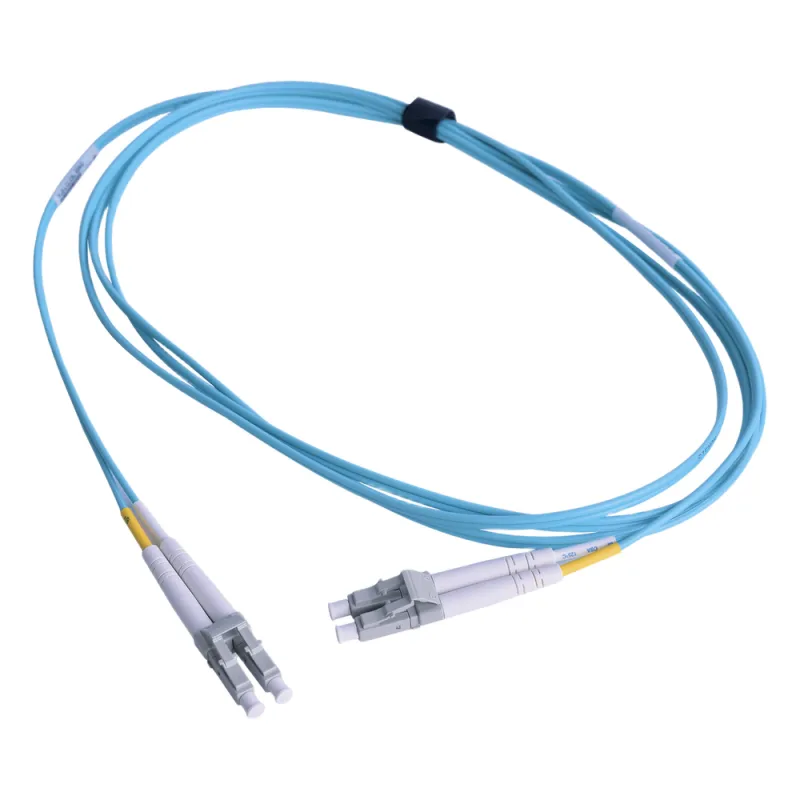 Jumper de Fibra Óptica Multimodo 50/125 OM3 XGLO, LC-LC Duplex, OFNR, Color Aqua, 1 Metro (3.28 Pies)
