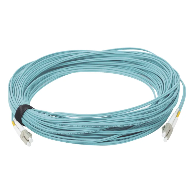 Jumper de Fibra Óptica Multimodo 50/125 XGLO OM3, LC-LC Duplex, OFNR, Color Aqua, 30 Metros (98.43 Pies)