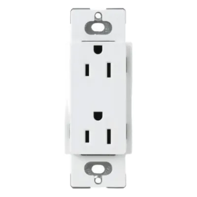 Tomacorriente dúplex Claro de 15 A, 125 V, estilo decorador de perfil delgado, color blanco