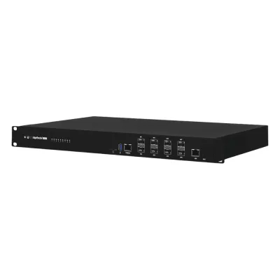 EdgeRouter INFINITY de 8 puertos SFP+ 10 G + 1 puerto RJ45 Gigabit, throughput 80 Gbps, 16 núcleos y 16 GB RAM , fuentes de alimentación modulares Hot-Swappable
