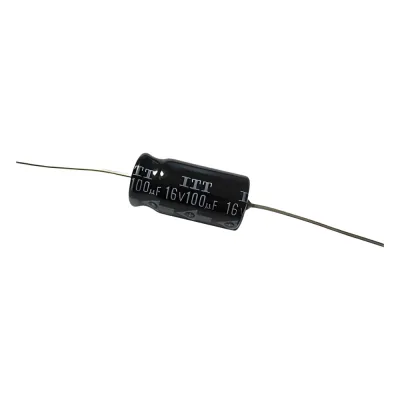 Capacitor Electrolitico de 100 mF a 16 Vcc.