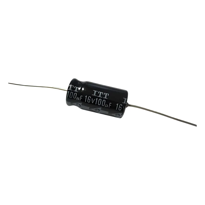 Capacitor Electrolitico de 100 mF a 16 Vcc.