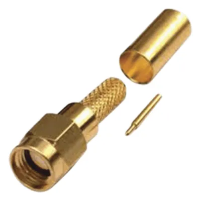 Conector SMA Macho de Anillo Plegable para Cables RG-142/U, LMR-195, Oro/Oro/Teflón.