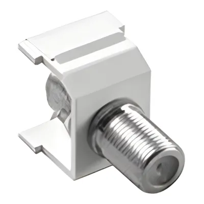 Conector coaxial tipo F de 75 ohms de instalación a presión para marco de 6 puertos Claro y Satin Colors, color blanco