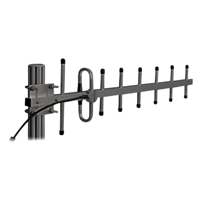 Antena Yagi 360-380 MHz, 10dB Ganancia, 7 Elementos, Anodizada en Negro, 250 Watt, N Macho.