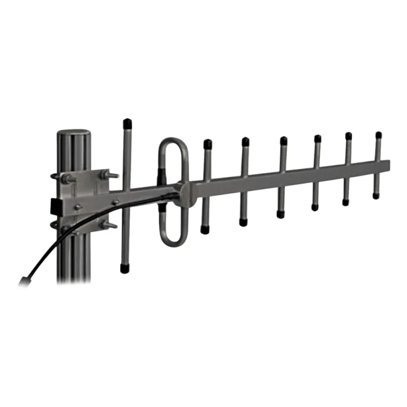 Antena Yagi 360-380 MHz, 10dB Ganancia, 7 Elementos, Anodizada en Negro, 250 Watt, N Macho.