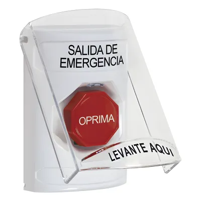 Botón Multipropósito, Texto Salida De Emergencia, Llave para Restablecer, Bocina Integrada De Alarma, Tapa De Policarbonato, 2 Relevadores forma C, Interior