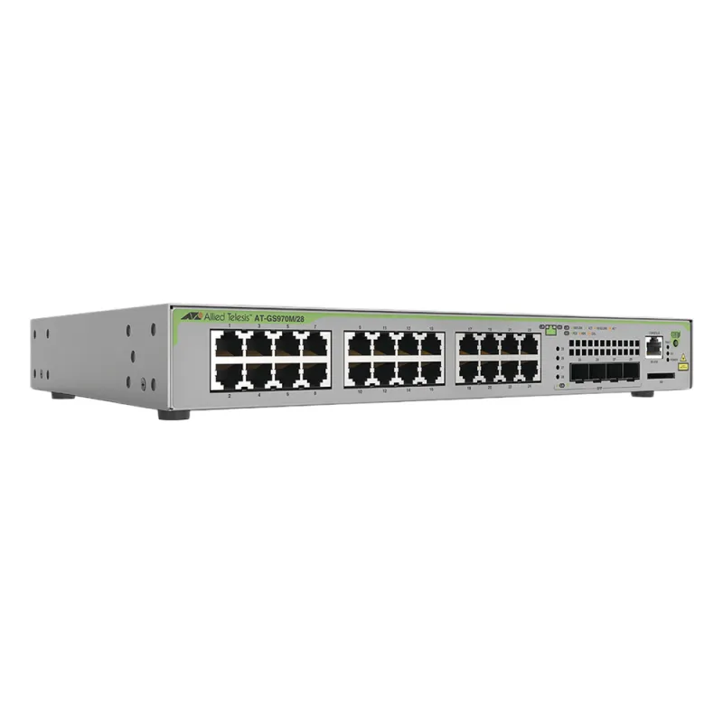 Switch Administrable CentreCOM GS970M, Capa 3 de 24 Puertos 10/100/1000 Mbps + 4 SFP Gigabit