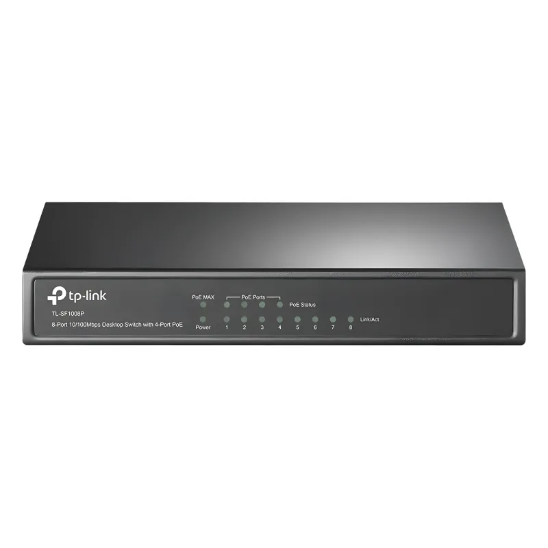 Switch PoE+ No Administrable / De Escritorio 8 puertos 10/100 Mbps / 4 puertos PoE af/at Inteligente / Presupuesto 66 W / Hasta 250 metros
