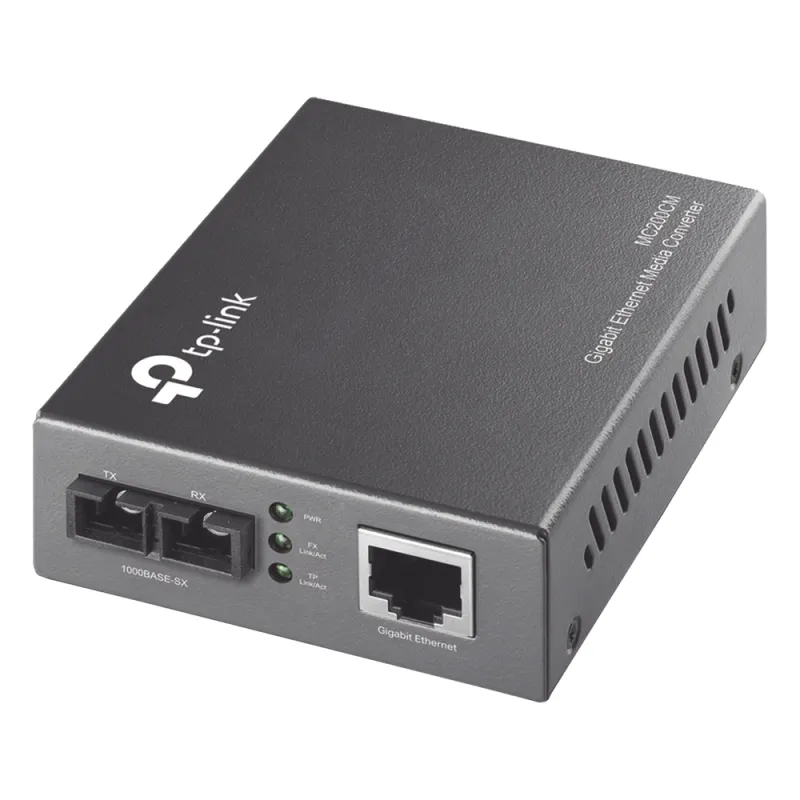 Convertidor Fibra Óptica Multimodo / 1 Puerto RJ45 10/100/1000 Mbps / Puerto Fibra Óptica SC 1000 Mbps / Hasta 550 metros / Plug and Play