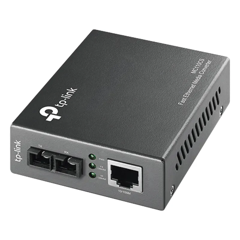Convertidor Fibra Óptica Monomodo / 1 Puerto RJ45 10/100 Mbps / Puerto Fibra Óptica SC 100 Mbps / Hasta 20 kilometros / Plug and Play