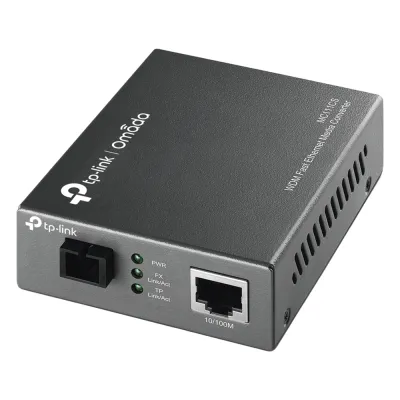 Convertidor Fibra Óptica WDM Monomodo / 1 puerto RJ45 10/100 Mbps / 1 puerto SC/UPC 100 Mbps / Hasta 20 Km / Para su Funcionamiento Requiere el Modelo MC112CS / Plug and Play