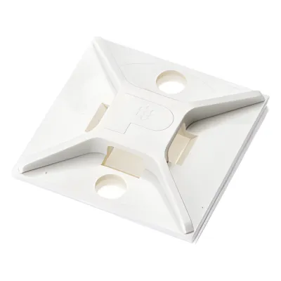 Montaje-Sujetador Para Cable de 4 Vías, con Adhesivo, 25.4 x 25.4mm (1in x 1in), Color Blanco, Uso en Interior, 1 pieza
