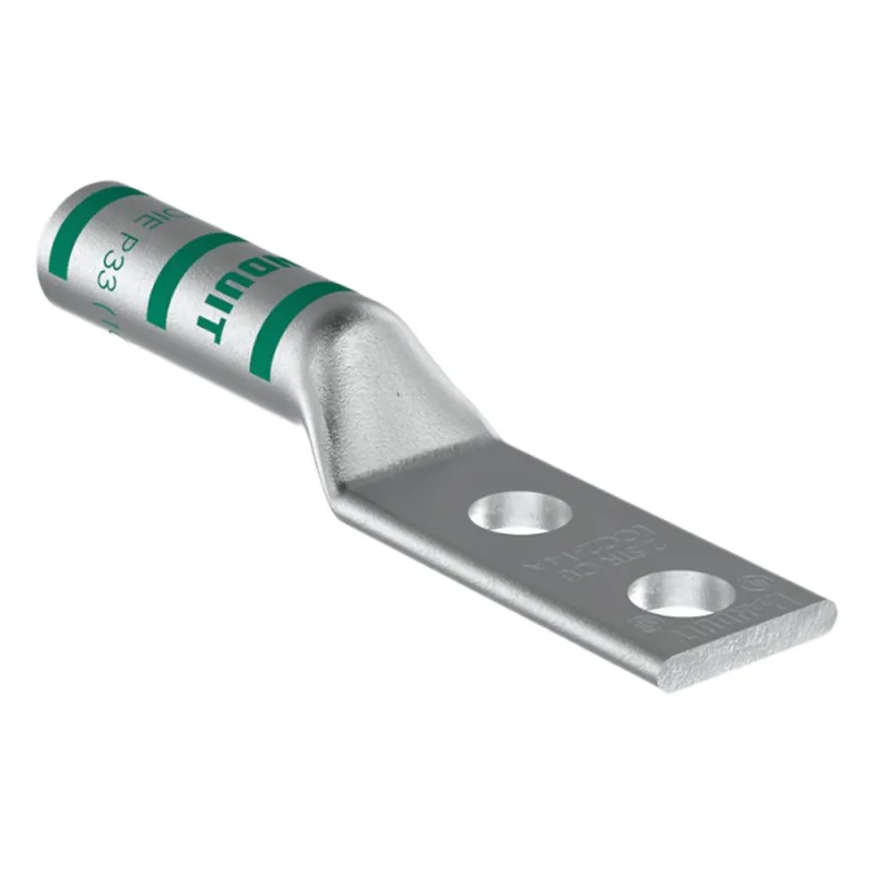 Zapata de compresión LCC2-14A-Q para cal. 2 Awg, Doble barreno para tornillo prisionero de 1/4, Espaciado de orificio 16 mm, 1 Pz