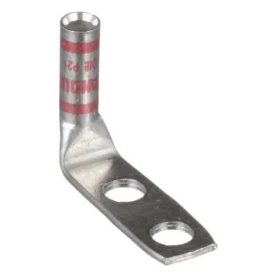 Zapata de compresión LCC8-14AF-L a 90° grados para cal. 8 Awg, Barreno para tornillo prisionero de 1/4, 1 Pz