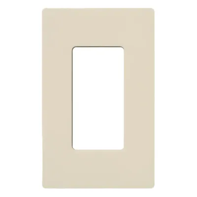 Placa de pared de 1 gang sin tornillos visibles, acabado brillante en color almendra claro (Light Almond), línea Claro para atenuadores, interruptores y controles Lutron