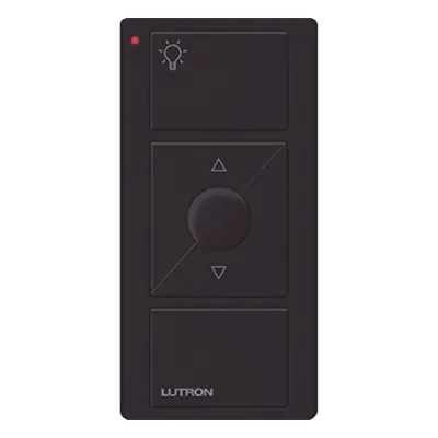 Control remoto inalámbrico Pico de 3 botones con subir y bajar de intensidad y luz nocturna, compatible con Caseta Wireless y RadioRA 2, color negro brillante