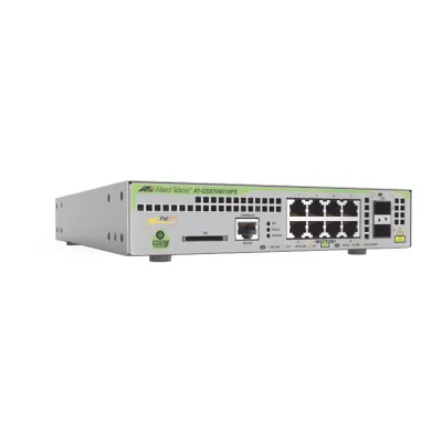 Switch PoE+ Administrable CentreCOM GS970M, Capa 3 de 8 Puertos 10/100/1000 Mbps + 2 SFP Gigabit, 124 W