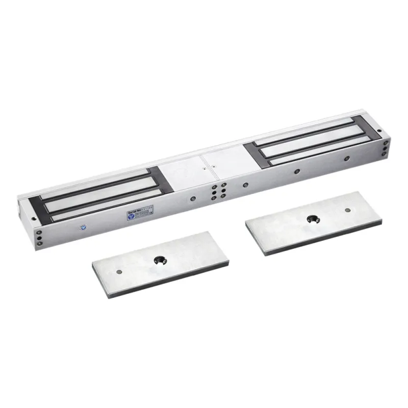 Chapa Magnética Doble para Aplicación en Puertas de Doble Hoja. 1200 lbs(x 2). LED