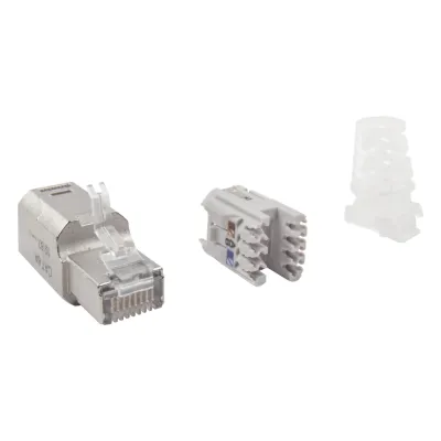 Plug RJ45 Cat6A Blindado, Terminación en Campo, Compatible con Todas las Categorías, Sin Clip Protector de Seguro