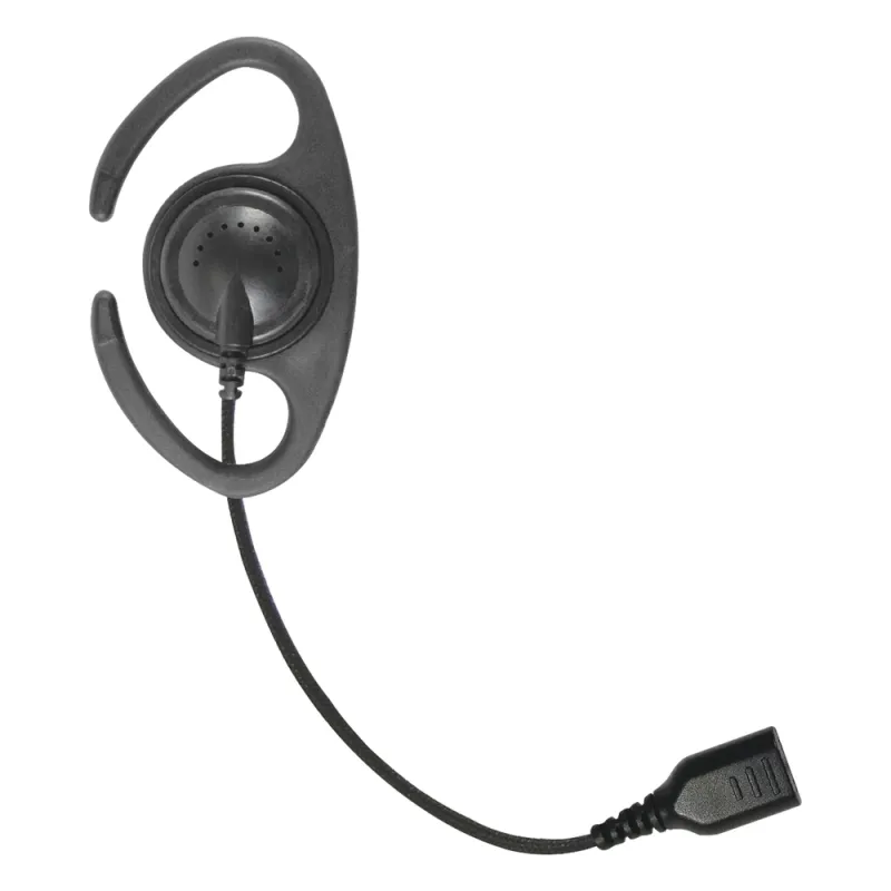 â€‹Auriculares de gancho en forma de "C" con cable de fibra trenzada y conector SNAP. Requiere micrófono de solapa de 1 o 2 hilos de la Serie SNAP.