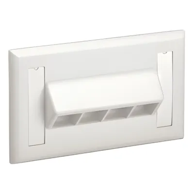 Placa de Pared NetKey Horizontal, Salida Para 4 Puertos Keystone, Con Espacios Para Etiquetas, Color Blanco Mate