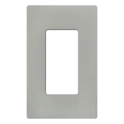 Placa de pared Claro de 1 espacio sin tornillos visibles, para atenuadores, apagadores y controles Lutron con apertura tipo Designer, acabado brillante color gris