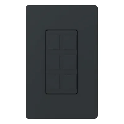 Marco de 6 puertos personalizable en campo para conectores de red, fibra óptica, coaxial o teléfono, acabado satinado Midnight, línea Satin Colors