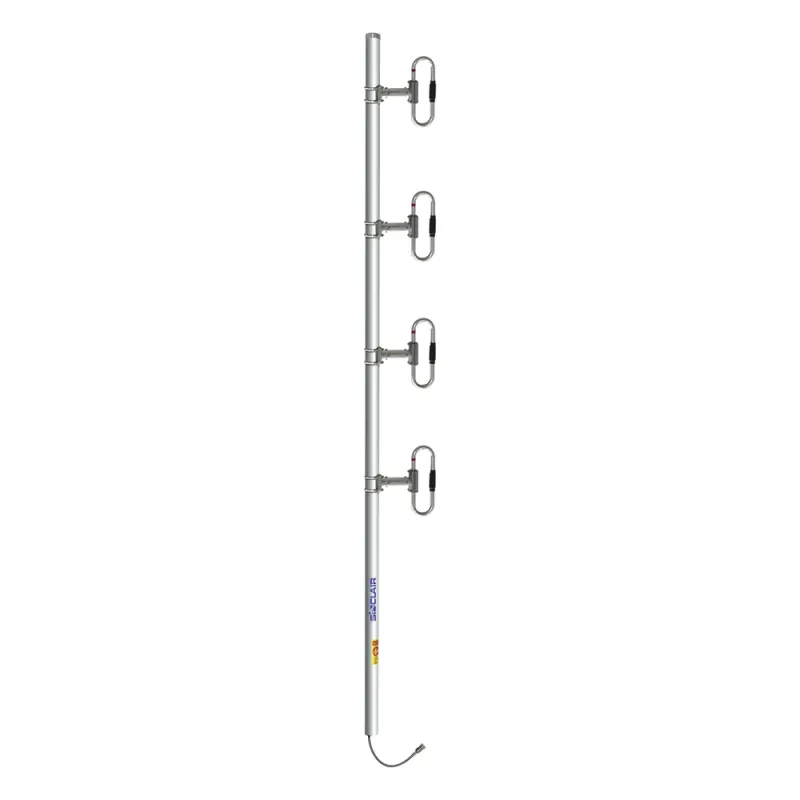 Antena Base 4 Dipolos, 370-460 MHz, 8.5 dBd, 90 MHz Ancho de Banda, OFFSET, 200 W, N Macho, Inclinación Opcional "Tilt" de 0, 2, 4, 6, 8 o 10 Grados.