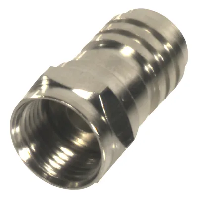 Conector F Macho Plegable para Cable Coaxial RG-59/U, Níquel / Níquel /Polietileno.