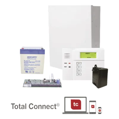 Kit de panel de alarma híbrido con teclado, batería y transformador incluidos, hasta 48 zonas y 3 particiones