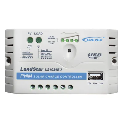 Controlador Solar PWM / 10A / 12/24V / Puerto USB / Indicadores LED / Tierra Positivo Común