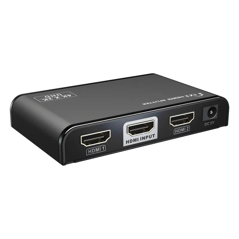 Divisor (Splitter) HDMI 4K de 1 entrada a 2 salidas / Soporta 4K×2K / HDMI 2.0 / HDCP 2.2 / HDMI 3D / Longitud del cable de Entrada ≤30m, Salida ≤25m / Divide 1 Entrada de video HDMI a 2 Salidas de Video HDMI (Simultaneas).