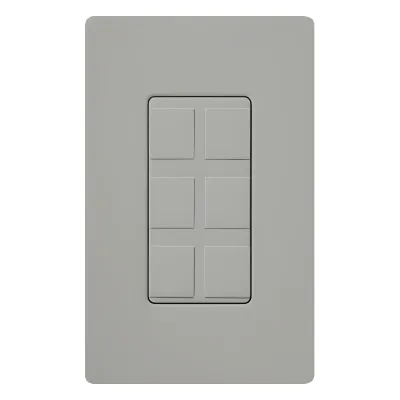 Marco de 6 puertos color gris para conectores snap-in de red, fibra, coaxial y telefonía, línea Claro, incluye 6 insertos ciegos; placa de pared se vende por separado