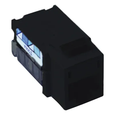 Jack RJ45 categoría 6 de 8 conductores tipo snap-in color negro para el marco de 6 puertos de la línea Claro