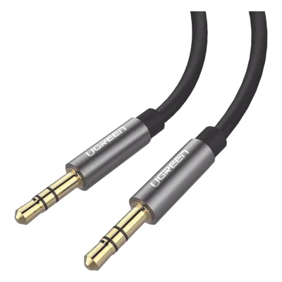 Cable Auxiliar 2 Metros / Conector 3.5mm a 3.5mm / Macho a Macho / Cubierta de TPE / Carcasa de Aluminio / Color Negro