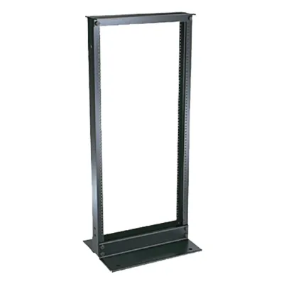 Rack de Dos Postes Estándar de 19 in, Rieles Numerados y Roscados #12-24, Fabricado en Aluminio, 24 Unidades de Rack, Color Negro