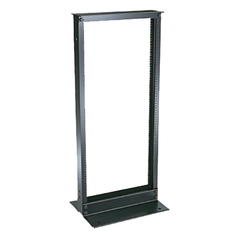 Rack de Dos Postes Estándar de 19 in, Rieles Numerados y Roscados #12-24, Fabricado en Aluminio, 24 Unidades de Rack, Color Negro
