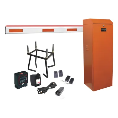 Kit COMPLETO Barrera Izquierda XB NARANJADA / 3M / Iluminacion LED Rojo-Verde / Incluye Sensor de masa, Transformador, Lazo, Ancla, Fotoceldas y 2 Controles Inalámbricos