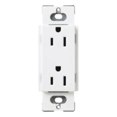 Tomacorriente dúplex 15 A 125 V de la línea Claro y Satin Colors en color Snow, para caja de pared estándar, placa se vende por separado